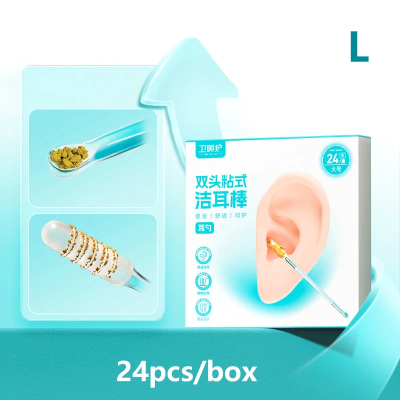 Ear Swabs Pick Double Headed Sticky Reusable Cleaner Soft Silicone Qme Large