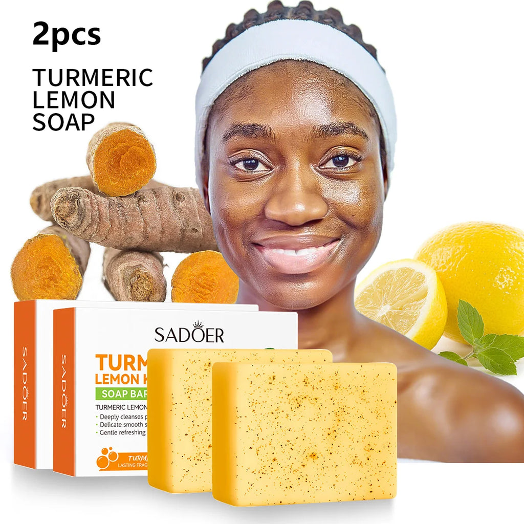 Turmeric Lemon Kojic Acid Deep Cleaning Scrub Soap Oil Control Acne Qme 100G