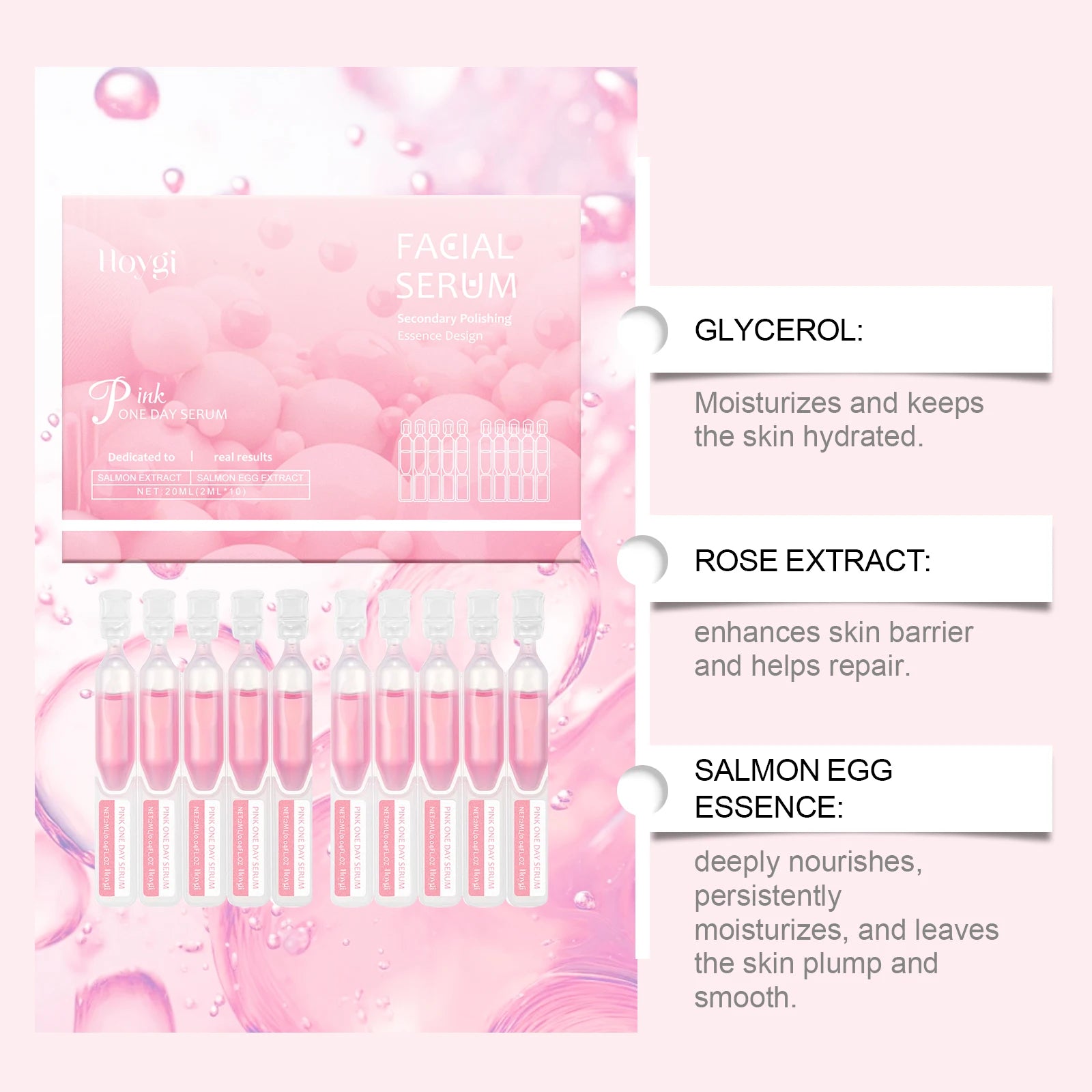 Firming Hydrating Ampoule Firming Smoothing Facial Skin Oil Control & Pore Refining Skin Rejuvenation Essence for All Skin Types Qme