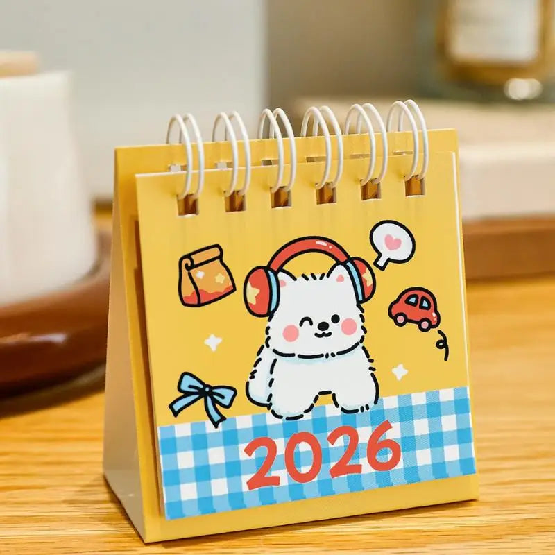2026 Cute Cartoon Dog Calendar Portable Pocket Year Simple Ins Small Qme A2