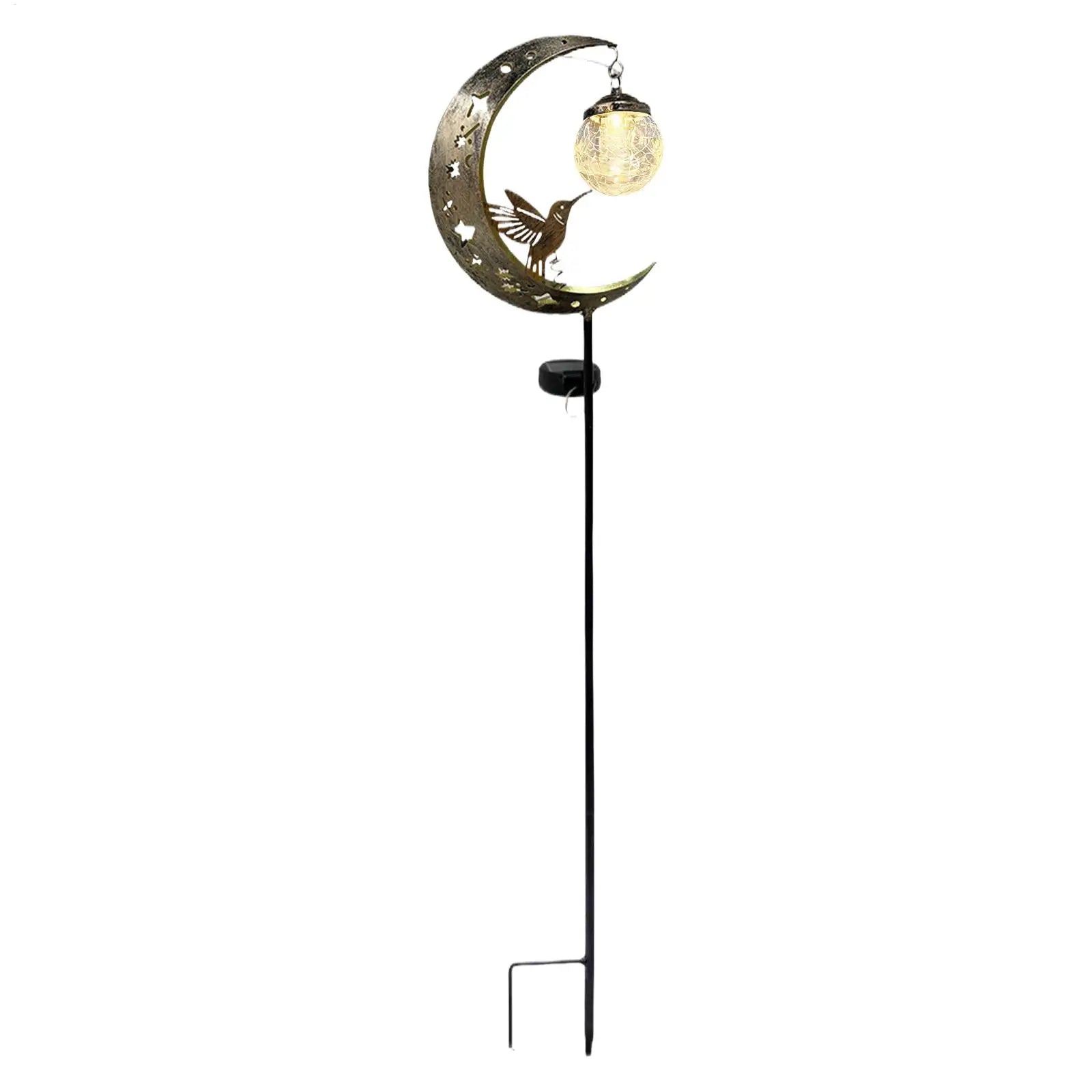 Solar Garden Stake Lights Moon Hummingbird Decorative Waterproof Qme