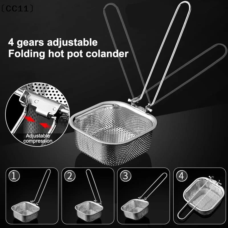 Pasta Basket Blanching Stainless Steel Fry Spaghetti Strainer Noodles Qme
