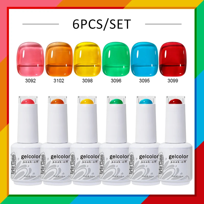Arte Clavo Glitter Semi Permanent Nail Art LED UV Gel Polish Sparkly