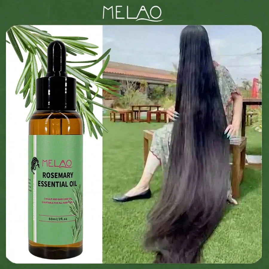 MELAO Organics Rosemary Hair Oil, Split Ends & Dry Scalp Massage Hair Essential Oils for Smoothing, Moisturizing, Healthier Hair Qme