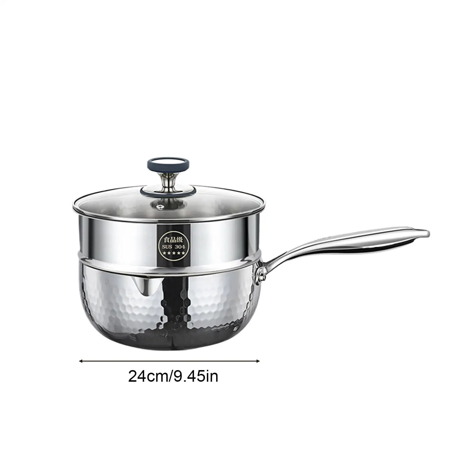 Stainless Steel Pot Non-stick Lid Handle Pour Spout Cooking Steamer Qme