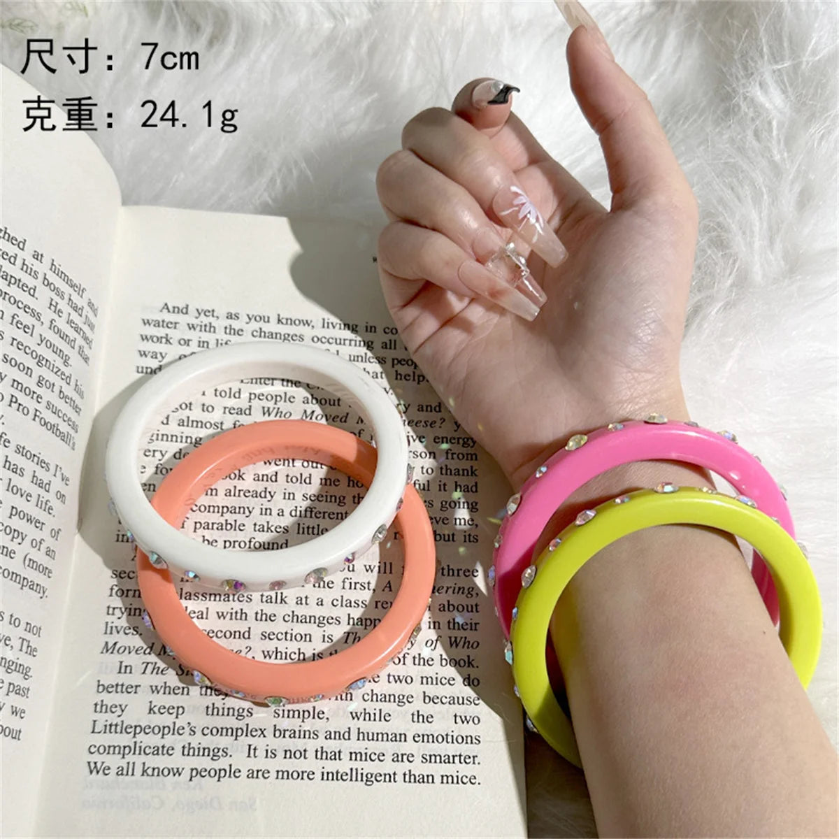 Ins Big Crystal Resin Bangle for Women Acrylic Geometric Wide Round Love Charm Cuff Bangles Fashion Jewelry Hip Hop Bracelet Qme