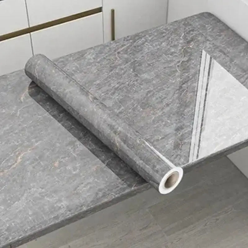 40cm Waterproof Self-Adhesive PVC Marble Oil Resistant and Mold Proof Wall Sticker Bathroom Kitchen Cabinet Countertop Wallpaper Qme