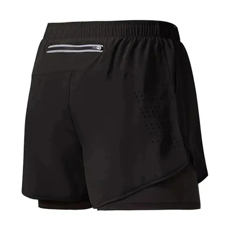 New Men Running Shorts Gym Sports Shorts 2 in 1 Quick Dry Workout Training Gym Fitness Jogging Short Pants Summer Men Shorts Qme BK S