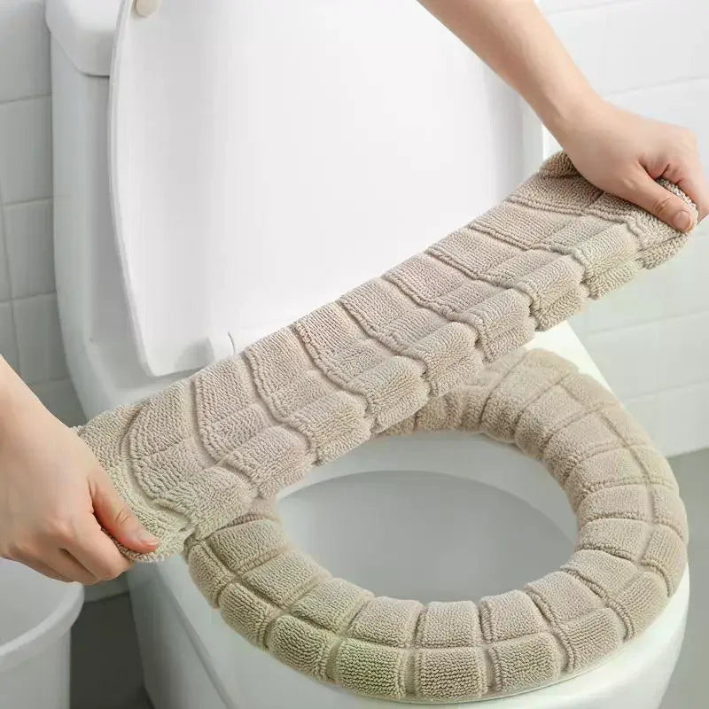 Bathroom Toilet Seat Cover Soft Warmer Washable Mat Pad Cushion Qme