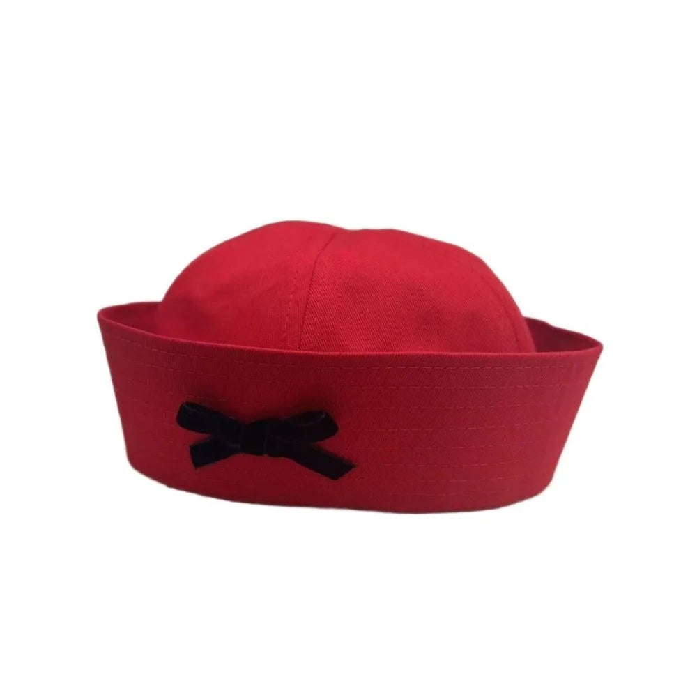 Fashion Y2K Stripe Sailor Hat Bow JK Navy Octagonal Polyester Captain Qme Style D