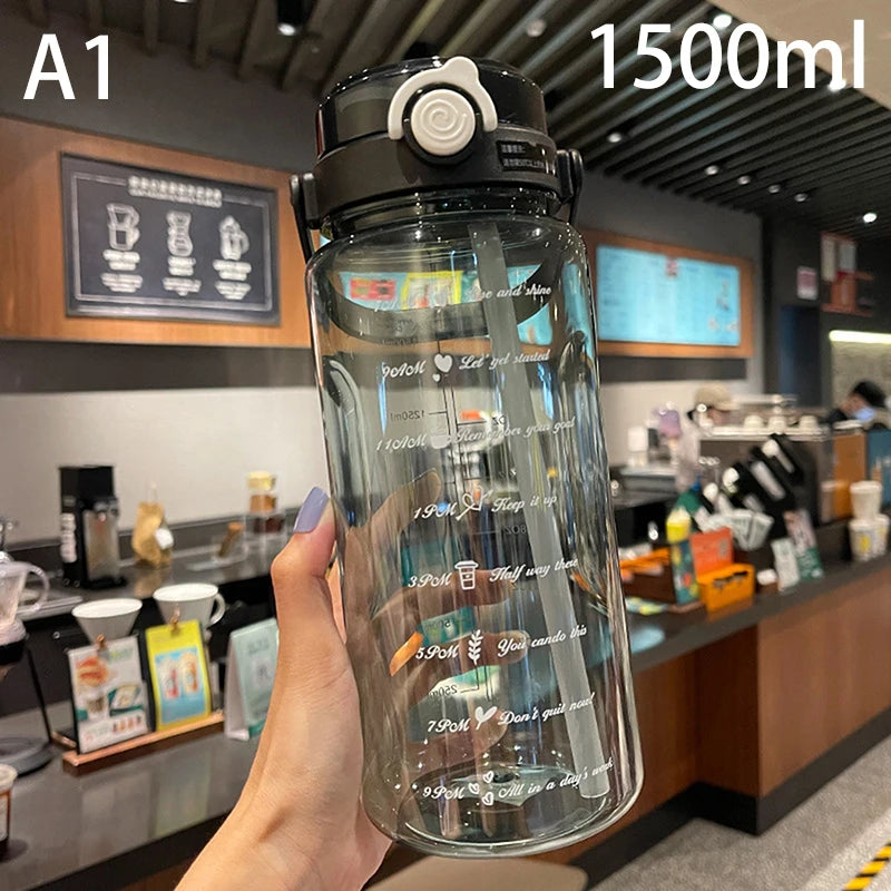 1 5 2Liter Sport Straw Water Bottle Time Scale Plastic Summer Cold Qme A1