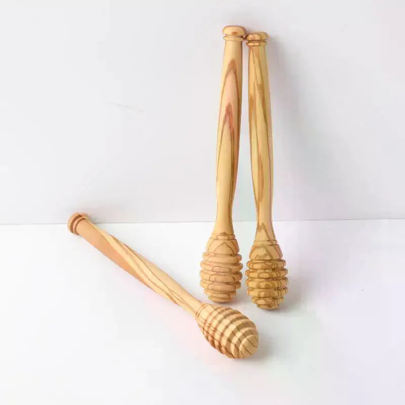 Handmade Wooden Honey Dipper Natural Wood 10/15/16cm Honey Stirrer Spoon Comfort Grip Elegant Simple Design Wooden Honey Stirrer Qme