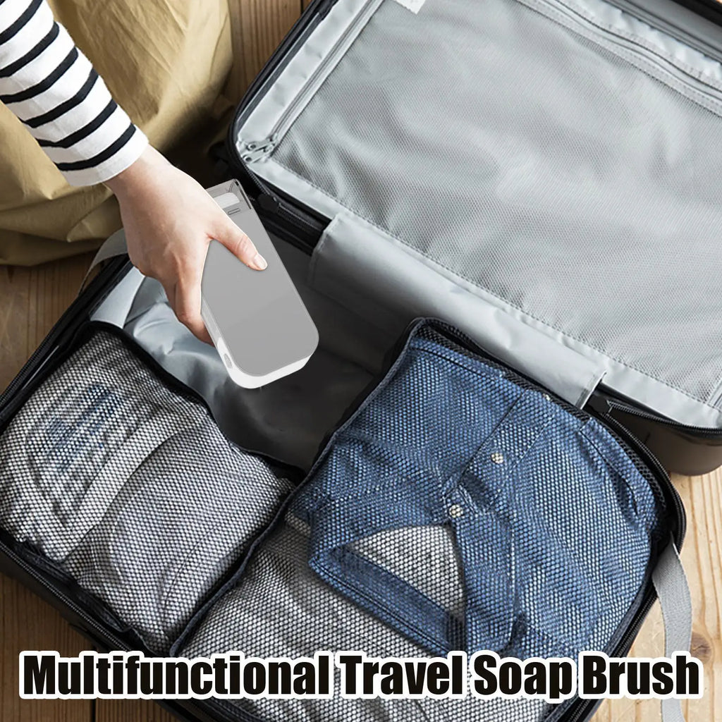 Soap Case Foaming Clothes Cleaner Multi-Purpose Bubble Brush With Roller For Dishwashing Household Travel Camping Dorm Bathroom Qme