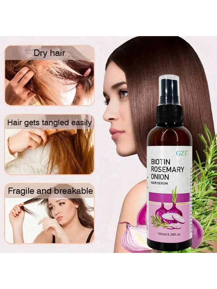GZE Biotin Rosemary Onion Hair Serum Moisturizing Hair Serum Strong Hair Heat Protection Anti-Breakage For Dry And Damaged Hair Qme