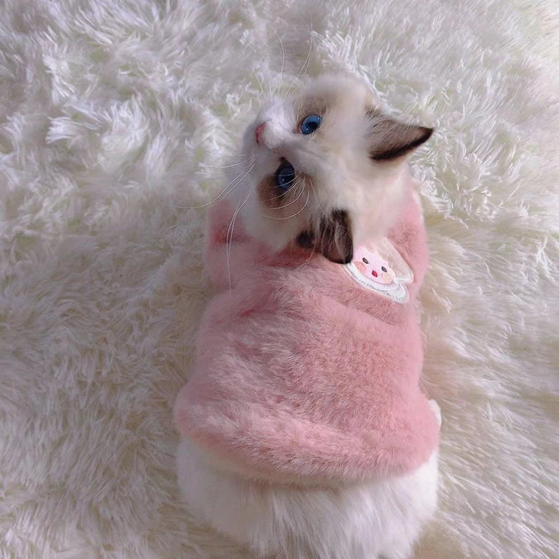 Breathable Cat Clothing Thickened Wear Resistant Pet Vest Faux Rabbit Qme