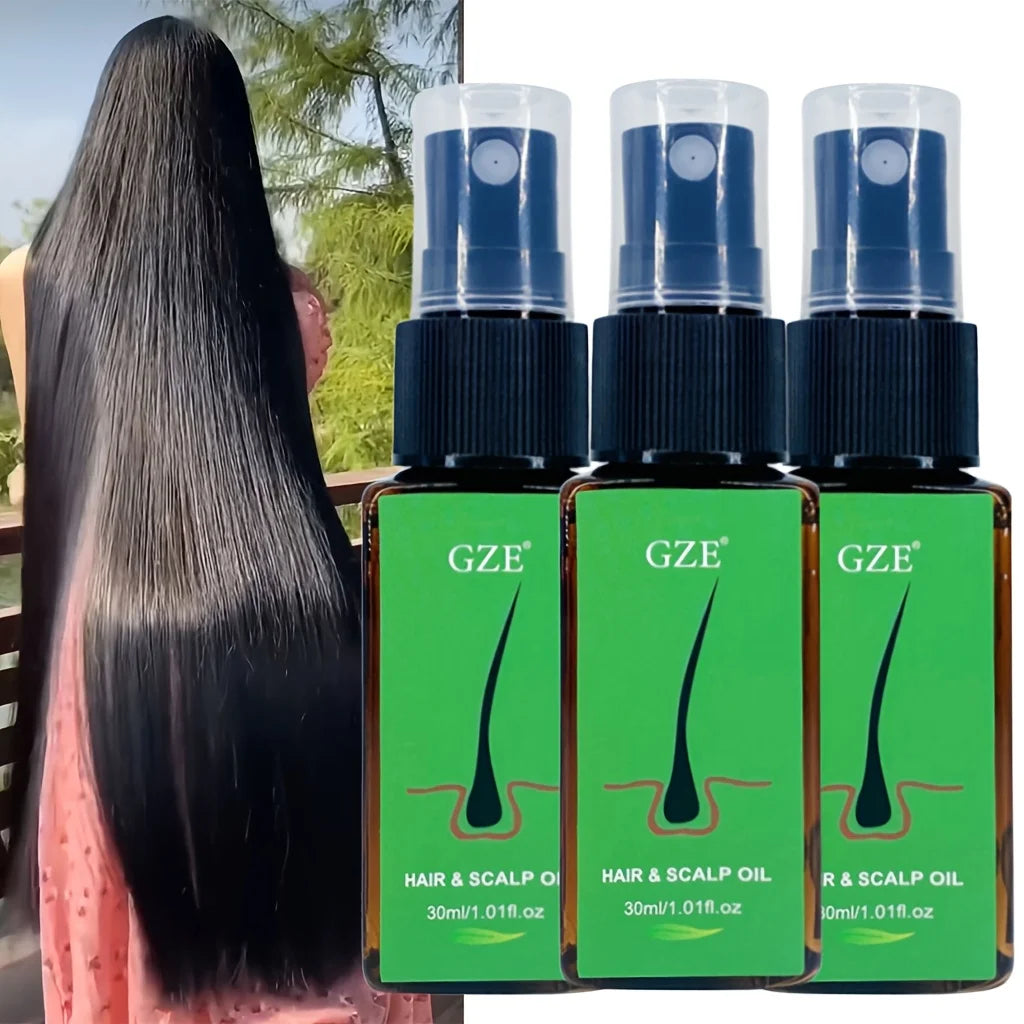 3 Pack GZE Hair & Scalp Oil Hair Serum Oil Strong Hair For Dry Hair Qme