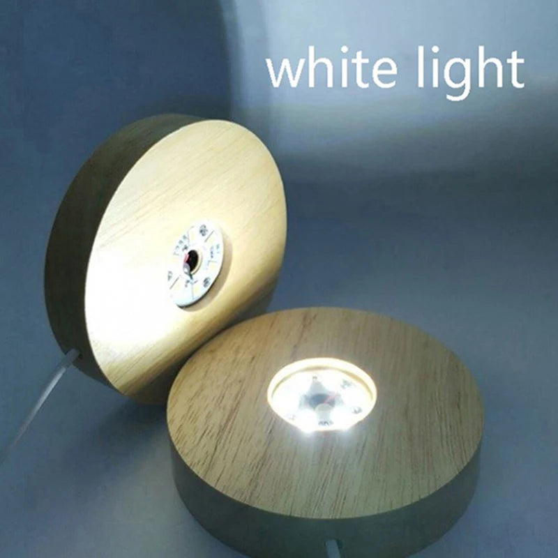 Wooden LED Light Dispaly Base Night Lamp Display Crystal Ball Wood Qme