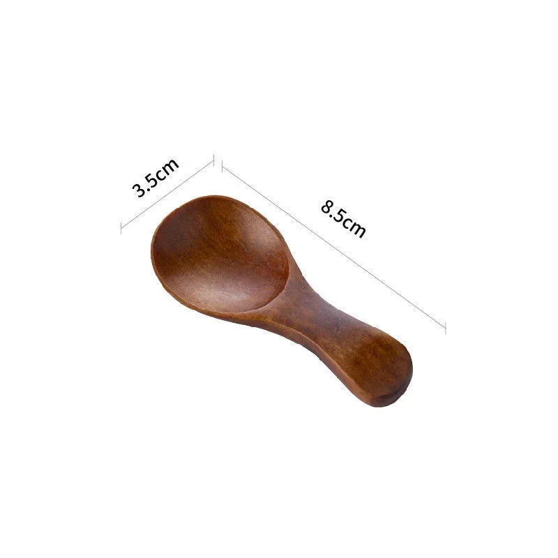 Mini Wooden Spoons Small Kitchen Spice Condiment Spoon Sugar Tea Coffee Scoop Short Handle Wood Kids Spoon Kitchen Gadgets Qme 1pcs brown