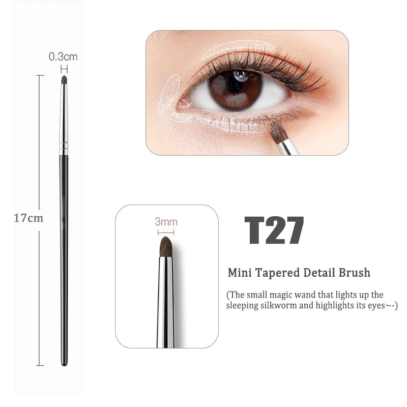 Detail Small Eyeshadow Makeup Brushes Eyebrow Brush Flat Fine Eyeliner Brush Highlights Smudge Silkworm Shadow Brush MakeUp Tool Qme T27