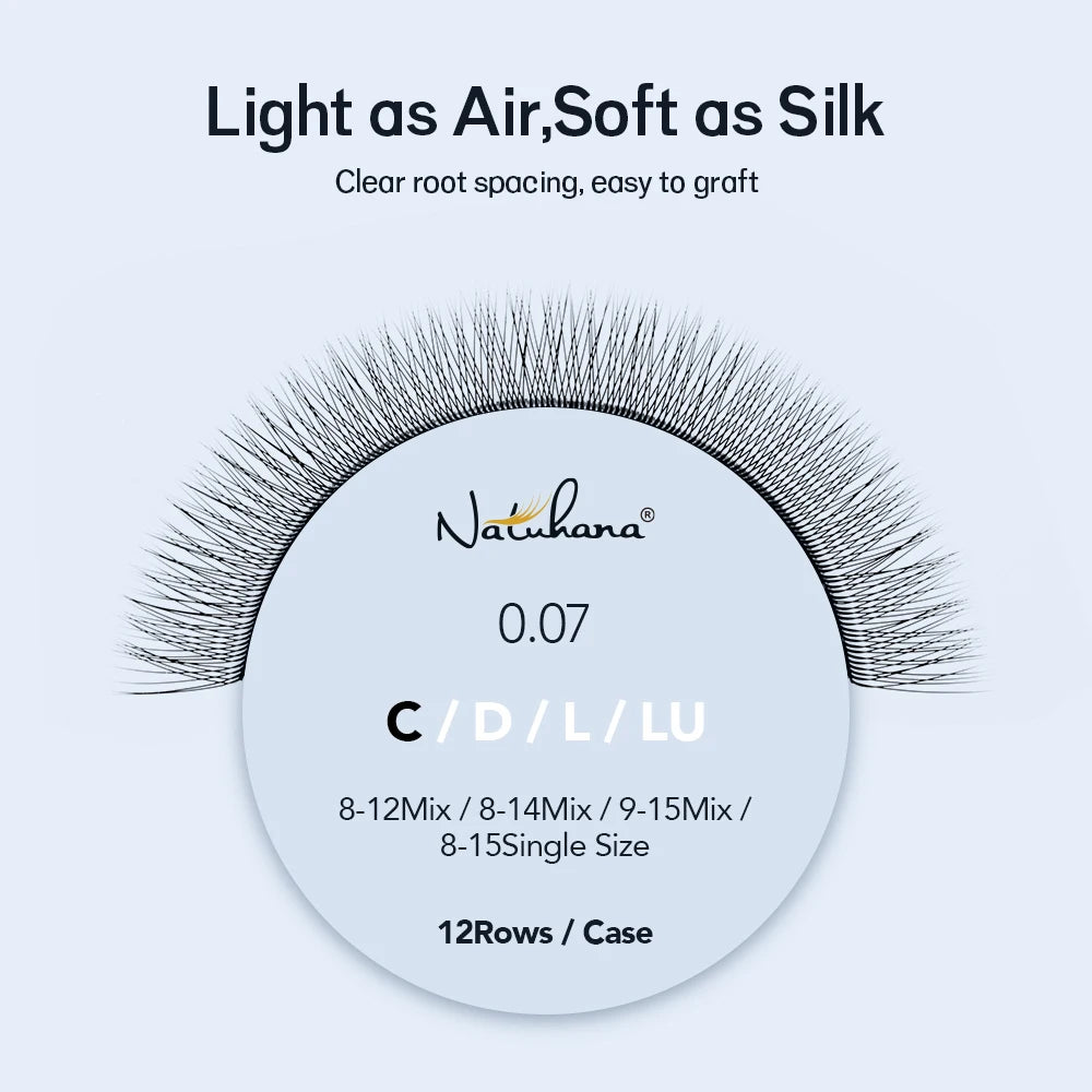 NATUHANA 2D Y Lashes Premade Volume Fans Eyelash Extensions C D L LU Qme
