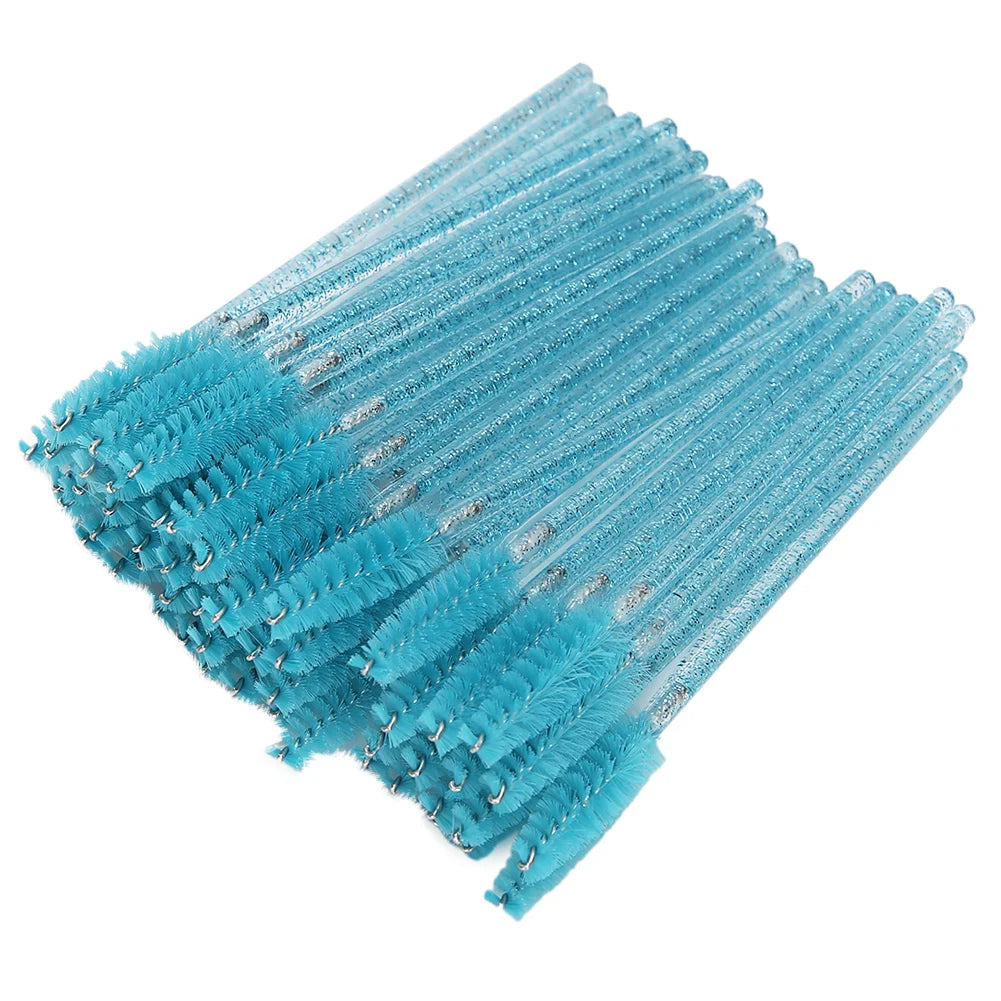 Nylon Makeup Brush Mascara Wands Eyelash Eyebrow Disposable Portable Brush Disposable Eyelash Brush Mascara Eyelash Brush Qme light blue