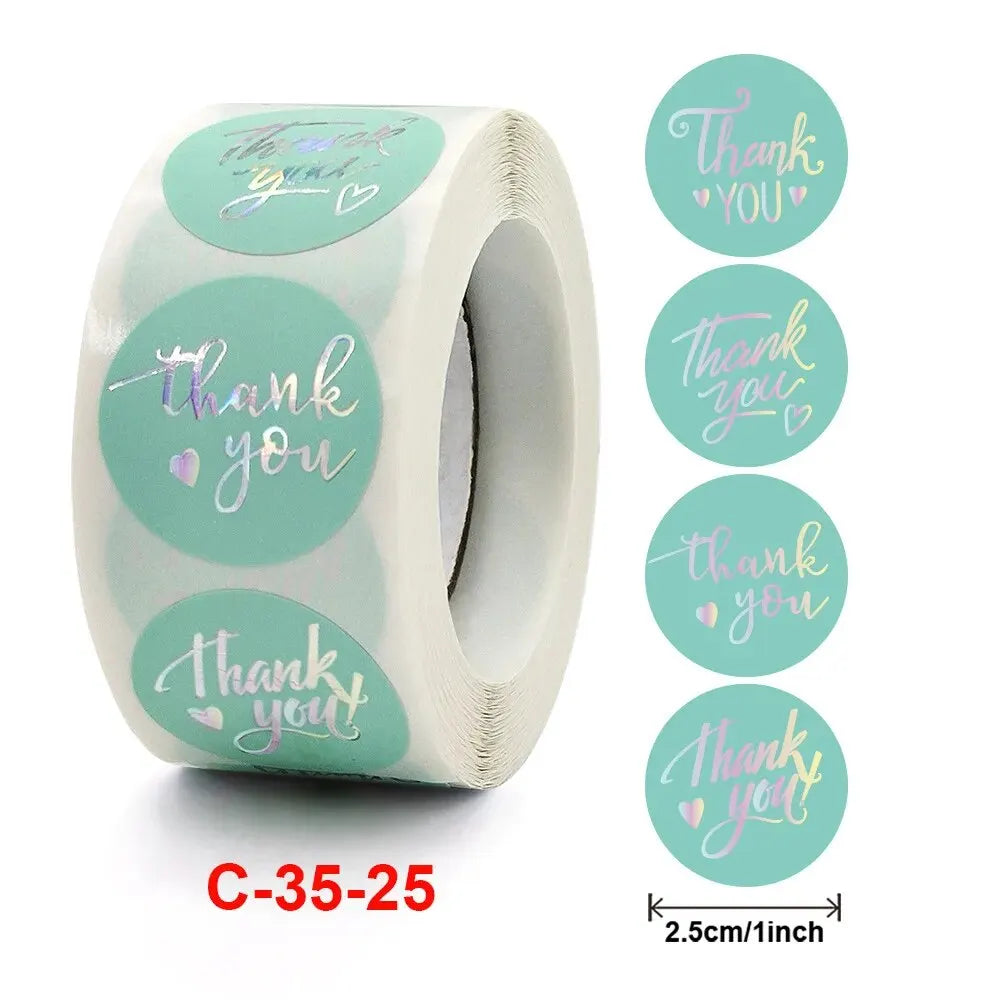 500Pcs 1inch Thank You Stickers For Envelope Sealing Labels Stationery Supplies Handmade Wedding Gift Decoration Sticker New Qme C- 35-25