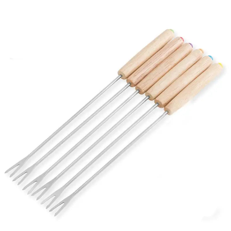 Fondue Fork Grilling Muddler Reusable Fruit Forks Bbq Dipping Plastic Qme wooden