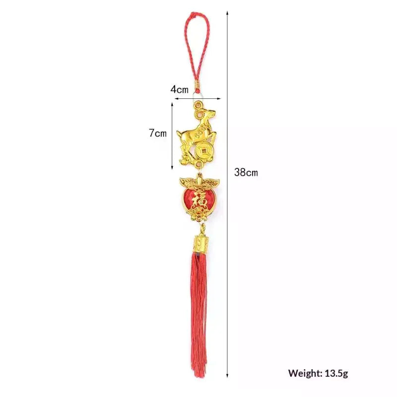 Chinese New Year 2027 Goat Hanging Ornaments Gold Lucky Design Red Tassels For Spring Festival Home Wall Decor Qme