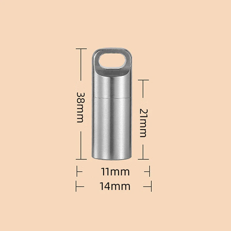 Portable Waterproof Metal Capsule Box Mini Medicine Holder Stainless Qme Silver