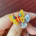 Ancient Fasha Gold Enamel Color Hollow Out Flower Thread Colorful Butterfly Ring for Women Adjustable Party Jewelry Wholesale Qme Gold resizable