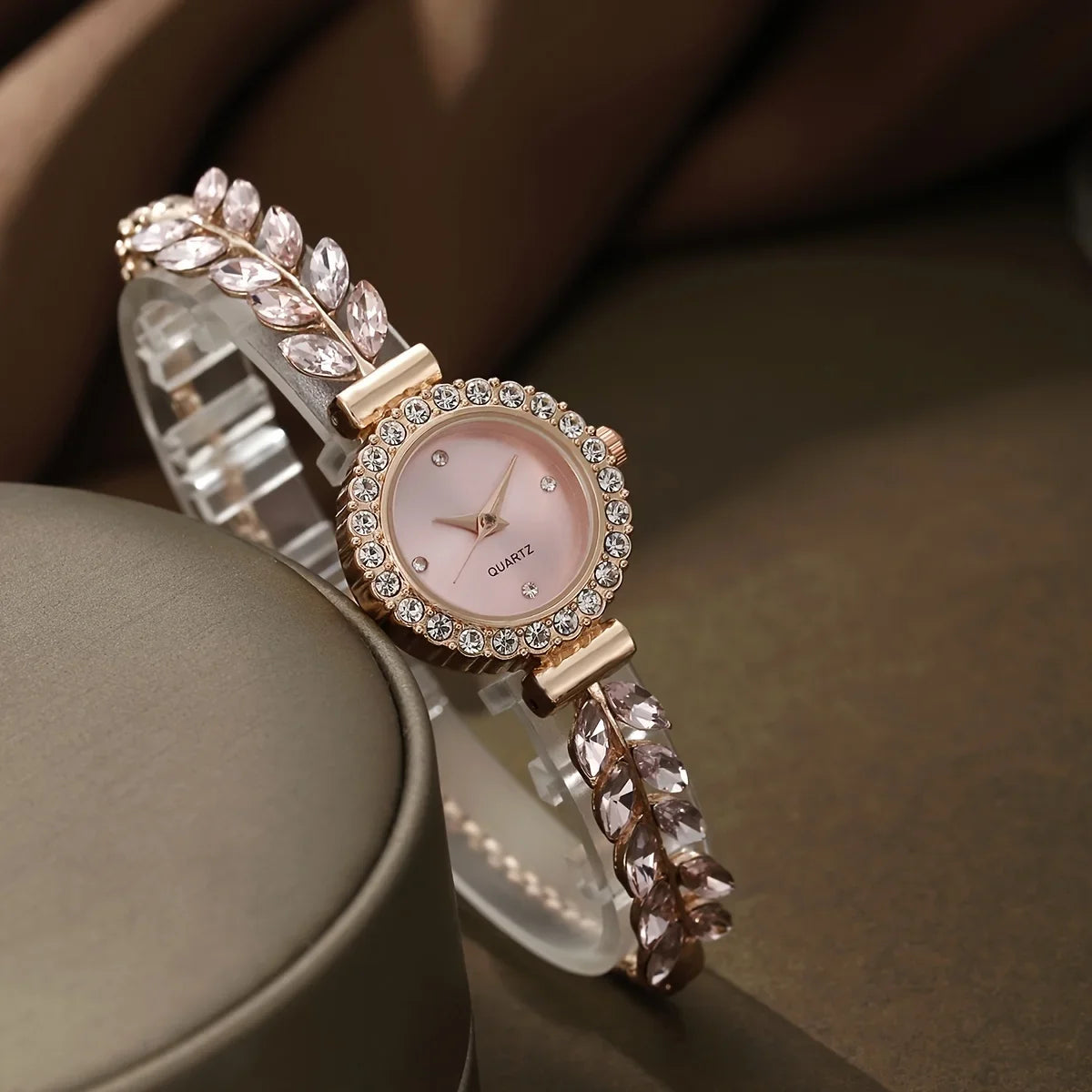 20261/4PCS Elegant Women's Wristwatch Set Fashion Rhinestone Bracelet Band Ladies Quartz Watches Reloj Mujer（Without Box） Qme
