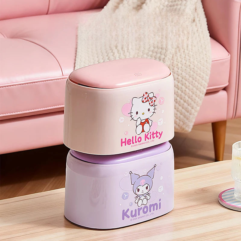 Hello Kitty Kuromi Desktop Trash Can Storage Bin for Cars, Home, Office, and Dining Rooms Plastic Trash Can Qme