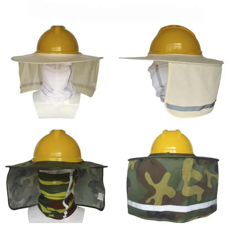 Outdoor Construction High Visibility Sun Neck Shield Full Mesh Safety Hard Hat with Sun Shade Neck Protection for Men Qme