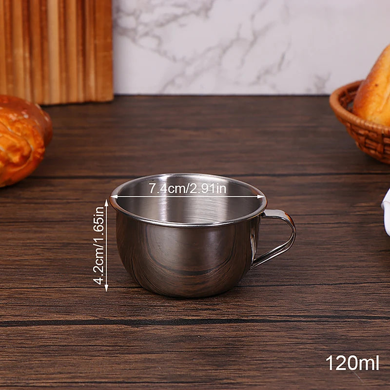 304 Stainless Steel Mini Water Cup Handle Durable Anti Scalding Milk Qme 120ml