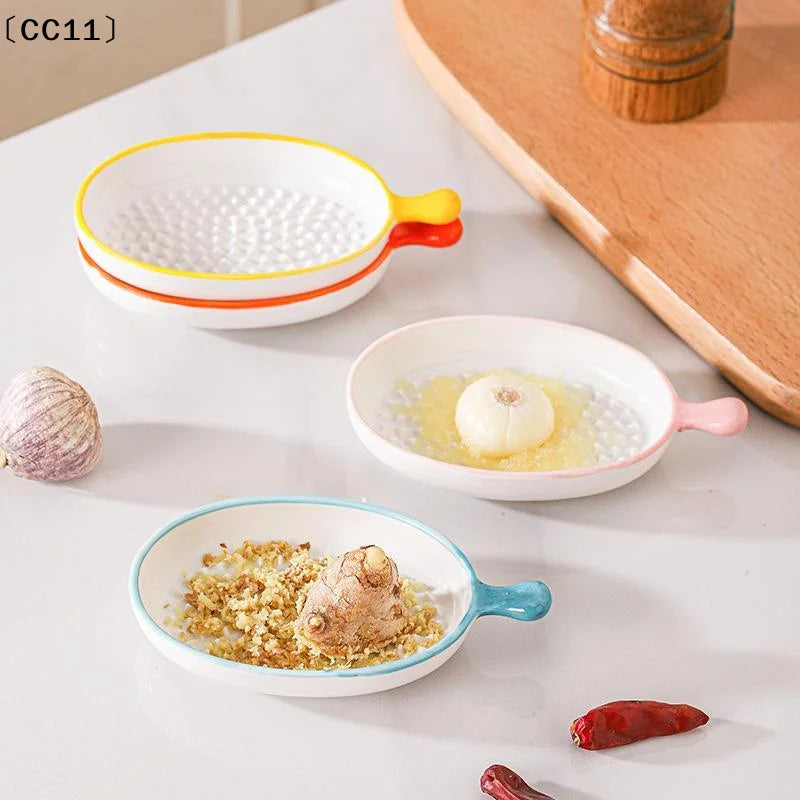 Japanese Ceramic Garlic Grater Plate Porcelain Ginger Wasabi Grinder Qme