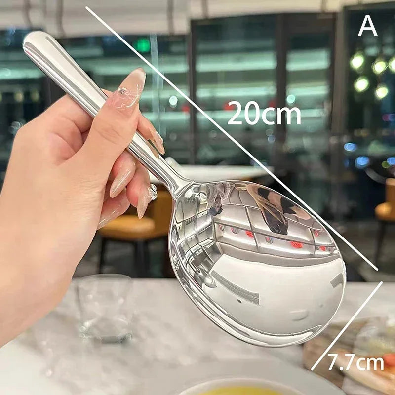 1 Stainless Steel Ladle Serving Soup Rice Spoon Drain Hole Heat Qme 1pc 1