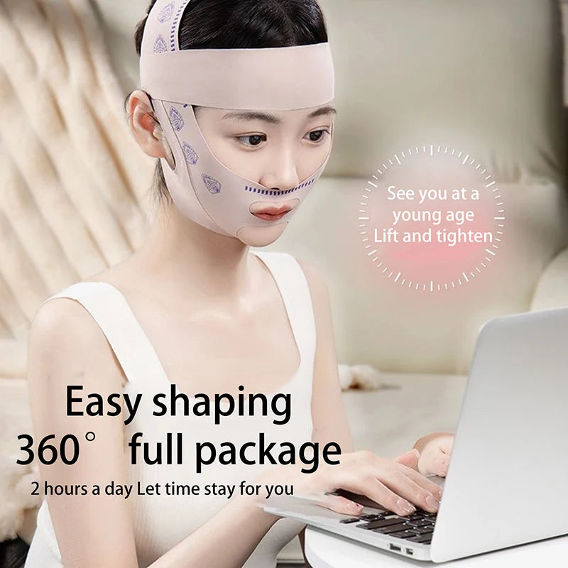Threefold Pressurized Adjustable Face Sculpting Sleep Mask Elastic Qme