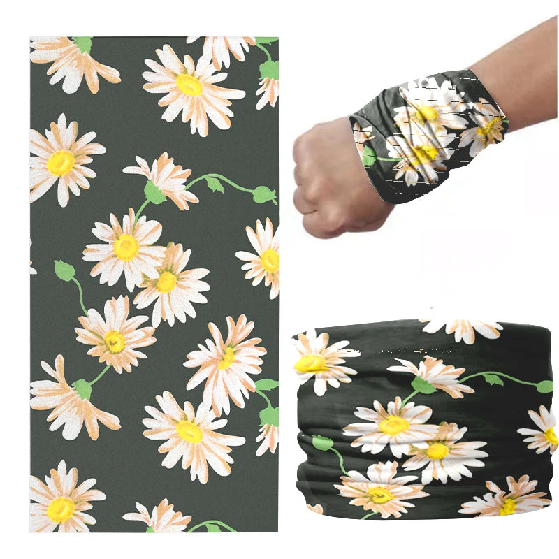 Fashion Daisy Series Headscarf Ladies Outdoor Sweat-wiping Dust-proof Qme