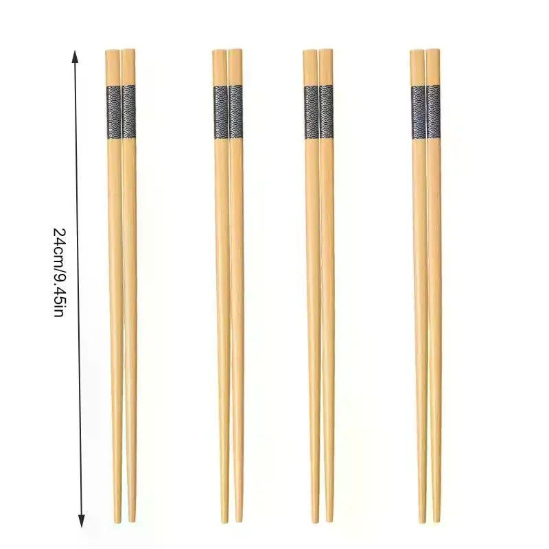 10 Pairs Premium Blue-Edged Bamboo Chopsticks Northern Bamboo Safe High Quality Smooth Elegant For Meals Decoration Qme