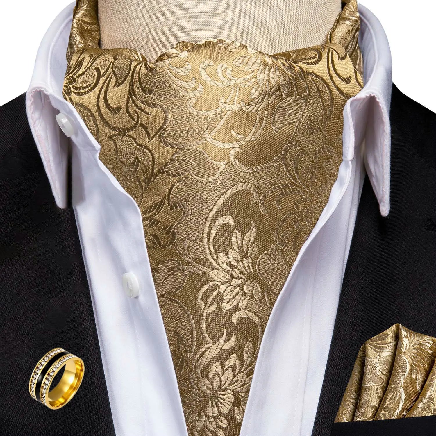 Ascot Tie Classic Cravat Pocket Square Decorative Ring Fashion Men's Qme AS-1109-JZ0020