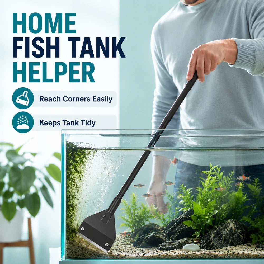 Household Fish Tank Dual Function Algae Sand Remover Glass Scraper Multifunctional Aquarium Accessories For Daily Tank Care Qme