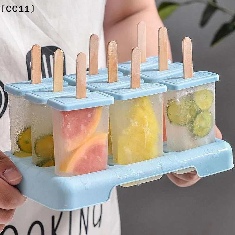 9 Grid Ice Cream Mold Popsicle Tray DIY Machine Homemade Summer Stick Qme