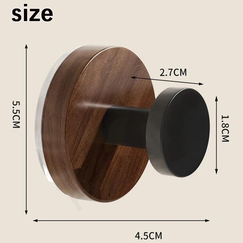 Wall-mounted Storage Rack Wood Suction Cup Hooks Walnut Keys Decor Qme