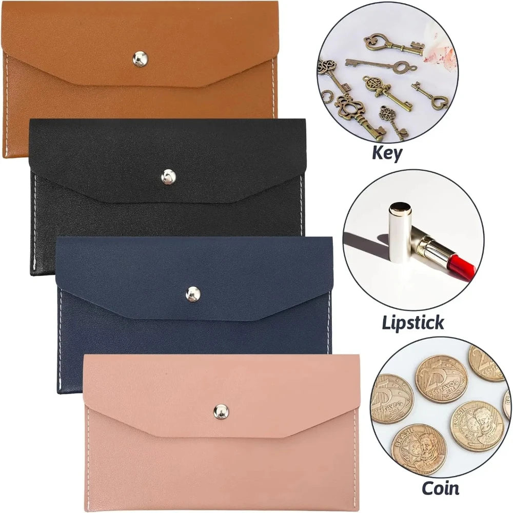 Men’s Ultra Thin Portable Cash Envelope Wallet Wear Resistant PU Leather Money Binder Organizer with Name Card Holder Qme