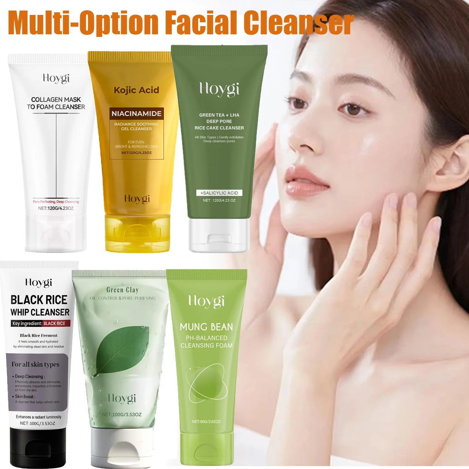 Multi-Option Facial Cleanser Oil Control Brightening Skin Cleansing Moisturizing Blackhead Remove Skincare Face Wash Foam Face Qme