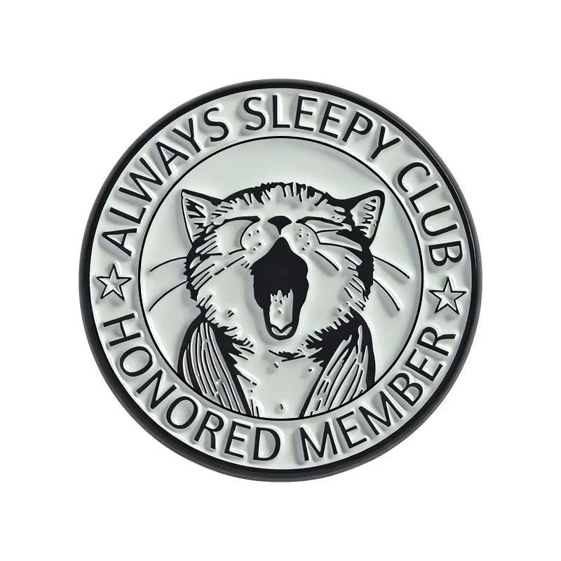Yawning Cat Metal Enamel Brooch Cute Lazy Kitten Lapel Pin Cartoon Animal Badge Fashion Jewelry Backpack Clothes Hat Bag DIY Dec Qme style1