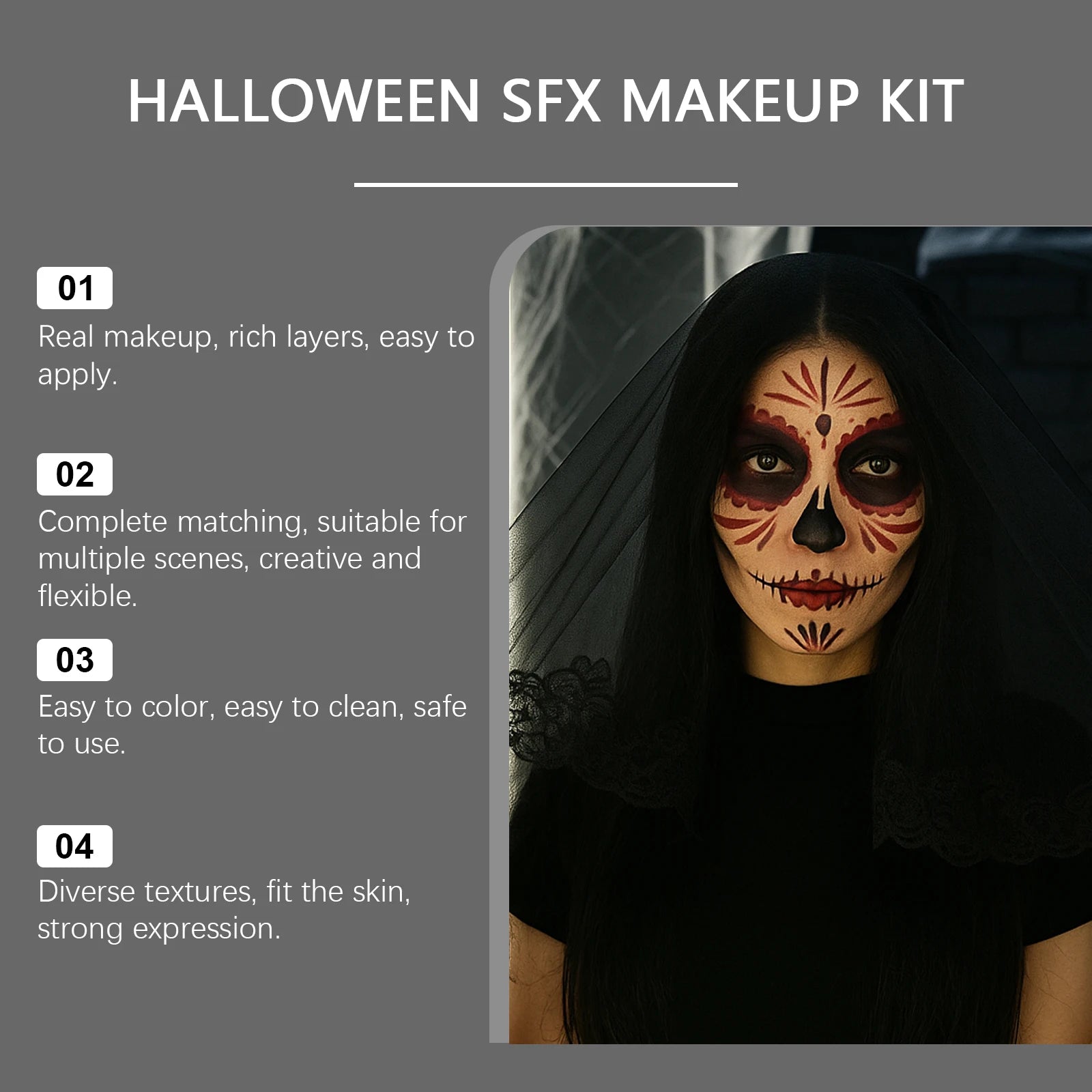 Halloween SFX Makeup Kit Scar Wax Coagulated Blood Gel Liquid Latex 6Color Palette Realistic Washable Special Effects Makeup Kit Qme