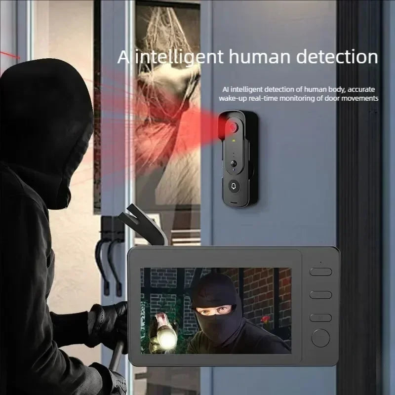 Two Way Voice Video Intercom System 120 Degree Viewing Angle Wireless Video Doorbell Camera Wireless Video Doorbell Qme