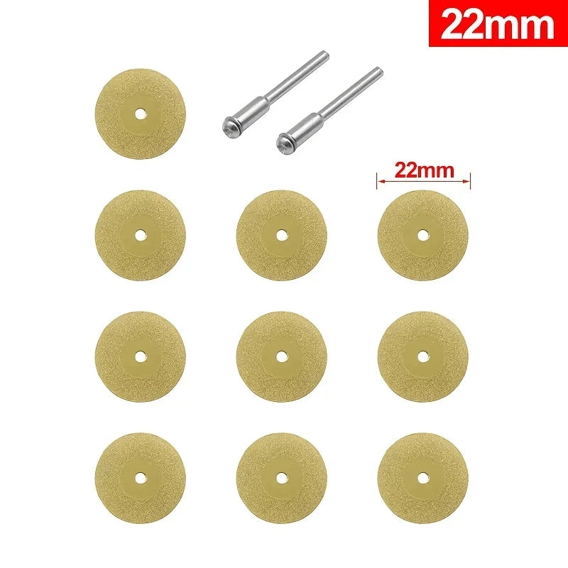 12pcs 1Set 16-22mm Diamond Wheel Saw Circular Cutting Blade Rotary Tool Titanium Coated Diamond Cutting Blade Qme 12pcs 22mm