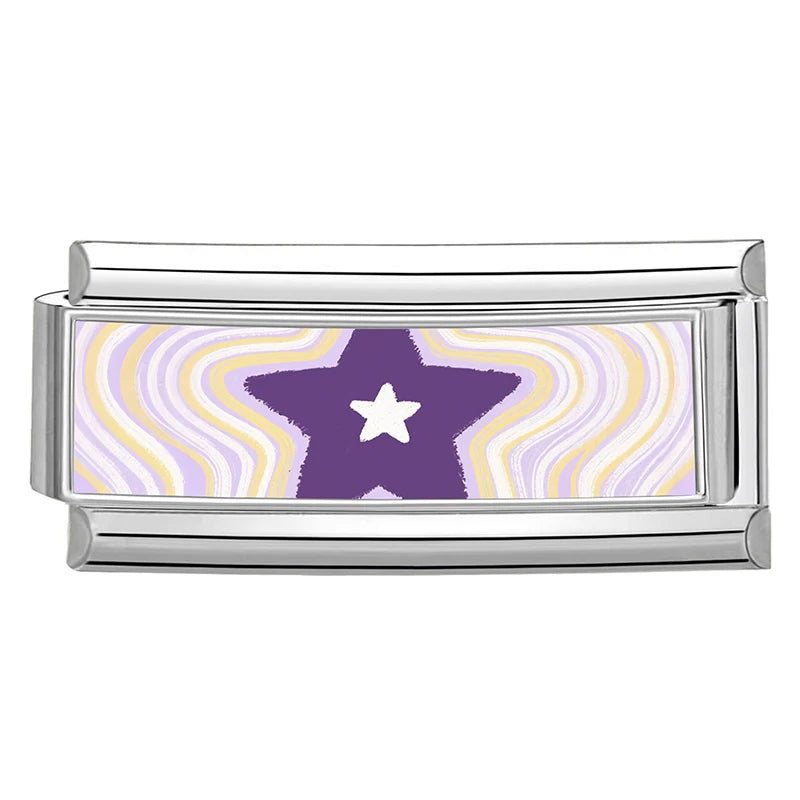 2026 New Women's Gift Black Eye Colorful Stars Heart Italian Charms Links Beads Fit 9mm Stainless Steel Modular Bracelet Jewelry Qme Style 16